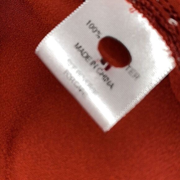 Jieru Top Womens size Small Chiffon long sleeve front Tie Blouse Maroon Preppy - Picture 9 of 10